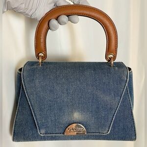 Vintage GUESS Top Flap Hand Bag in Blue Denim